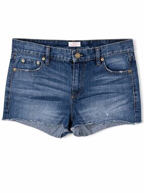 J.Crew Denim Cutoff Shorts Rolled Raw Hem Medium Wash Distressed Jean 30 Blue